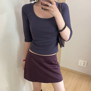 Soft 3/4 Length U-neck Tee