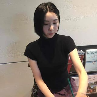 Slim Fit Plain Short Sleeve Daily