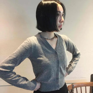 Button Plain Regular Fit Long Sleeve Daily Cardigan