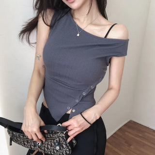 Dilleve Asymmetrical Snap Sleeveless [Modal 36%]