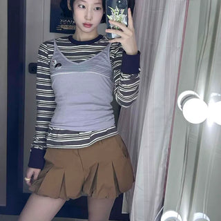 Fitted Striped Strap Sleeveless