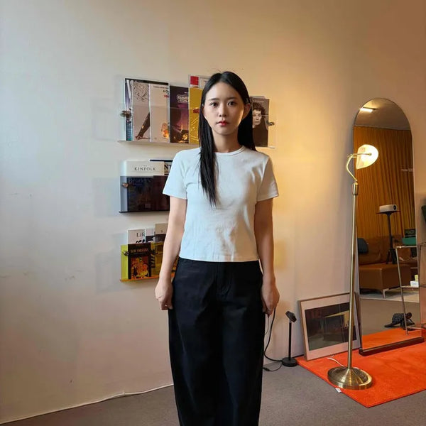 Button Wide Loose Fit Daily Long Pants