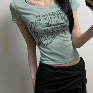 Slim Fit Lettering Casual Short Sleeve T-shirt