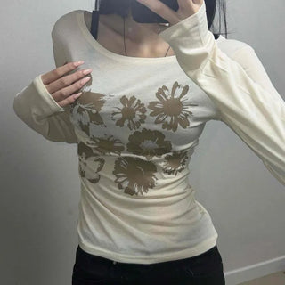 Slim Fit Floral Daily Long Sleeve T-shirt