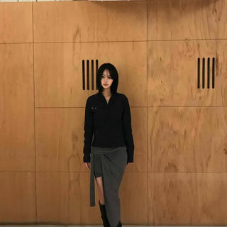 Slit Wrap Daily Long Skirt