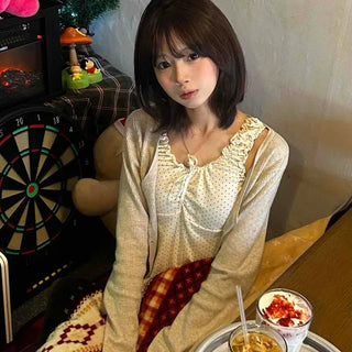 Regular Fit Dot Frill Ribbon Daily Sleeveless