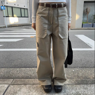 Isa Pocket Cargo Wide Cotton Low-Rise Pants