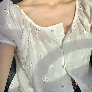 Flower Punching Two-Way Blouse