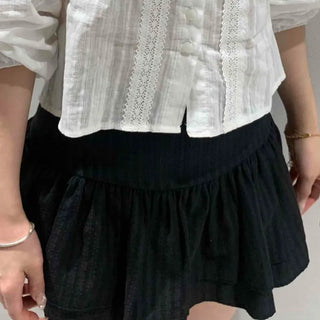 Shirred Tiered Flare Daily Mini Skirt