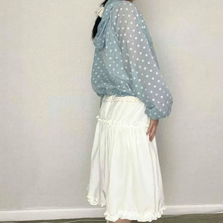 Frill Shirred A-Line Daily Midi Skirt