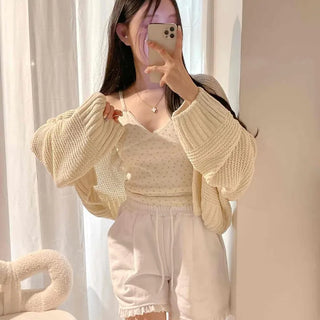 Rib Oversized Plain Daily Long Sleeve Cardigan