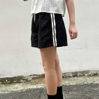 String Stripe Wide Loose Fit Daily Shorts