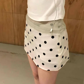 Road Zipper Dot Straight H-Line Daily Mini Skirt