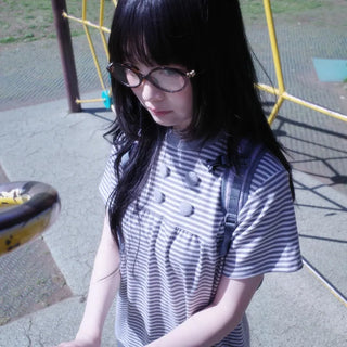 Greeny Striped Snap Tee