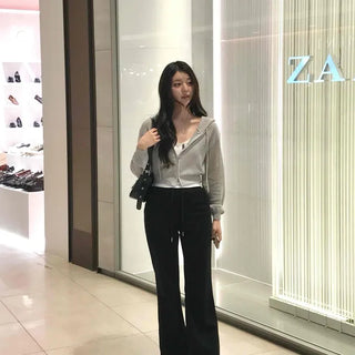 Loose-fit String Wide Casual Long Pants