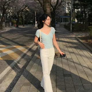 Regular Fit Washed Bootcut Casual Long Pants