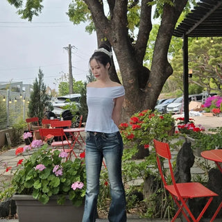 Washed Button Regular Fit Bootcut Daily Long Pants