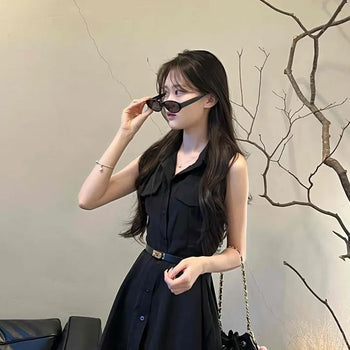 Fria Sleeveless A-Line Shirt Mini Dress