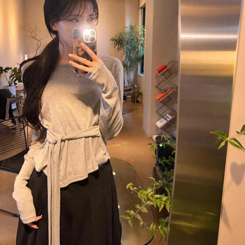 Loose Fit Plain Casual Daily Long Sleeve T-shirt
