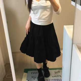 Shirred Plain Loose Fit 3/4 Sleeve Daily Long Sleeve T-shirt