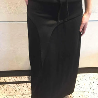 String Wrap Straight H-Line Loose Fit Long Skirt