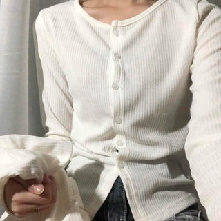 Plain Button Down Slim Fit Long Sleeve Cardigan