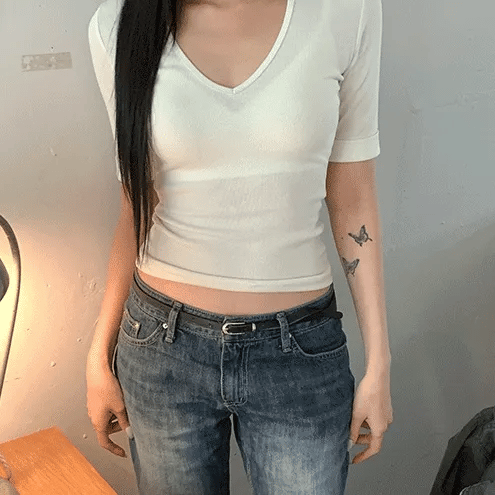 Ribbed 3/4 Sleeve T-shirt