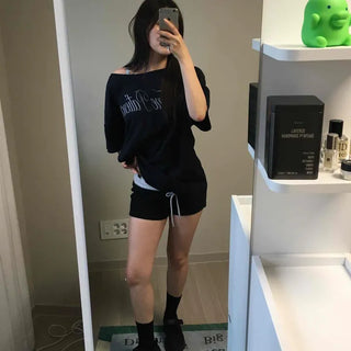 String Color Block Loose Fit Daily Shorts