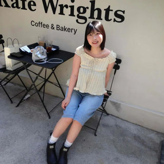 Loose-fit Striped Shirred Frill Backless Blouse
