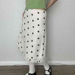 Frill Dot A-line Daily Midi Skirt