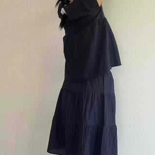 Loose Fit Flare A-Line Daily Midi Skirt
