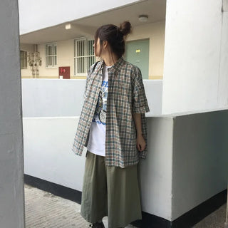 [UNISEX] Ropi Embossed Check Short Sleeve Shirt