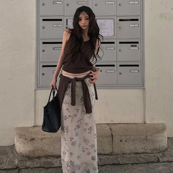 Emily Flower Print Long Skirt