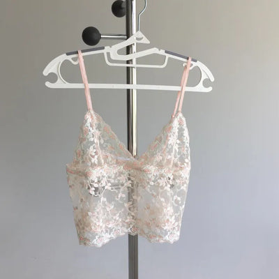 Flower Rose Mesh Bustier Adjustable Layered Crop Sleeveless Unique