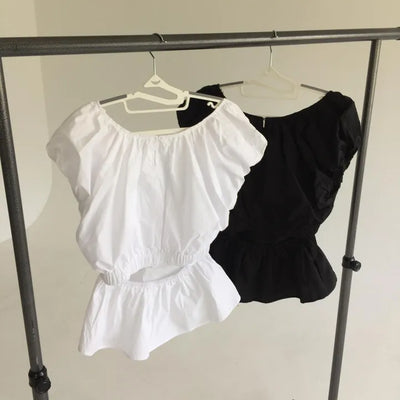 Unique Summer Puff Blouse Cap Sleeve Delicate Fit Wedding Guest Look