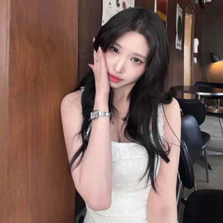 Frill Shirred Strap Fitted A-Line Sleeveless Mini Dress