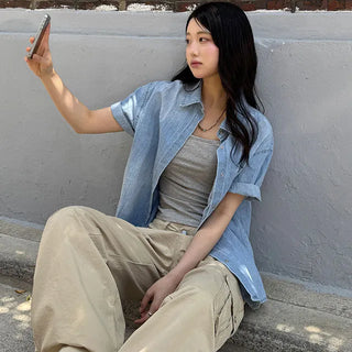 Arc Pocket Short Sleeve Denim Shirt