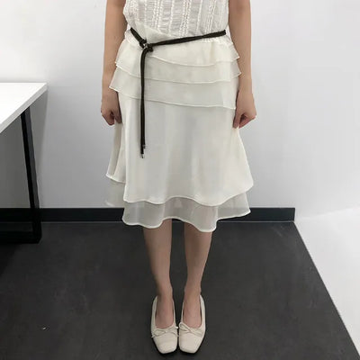 Youth Flare Satin Midi Skirt