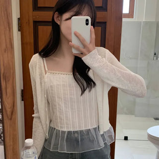 Cooling See-through Long Sleeve Cardigan