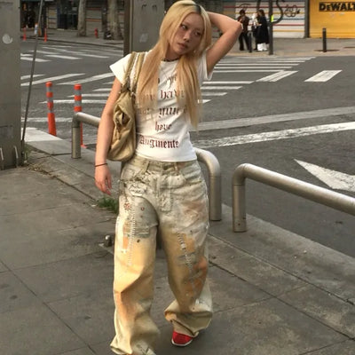 Lace Pearl Keyring Graphic Pants