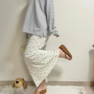 Flower A-line Loose Fit Daily Long Skirt