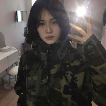 Oversized Camo Zipper Full-Zip Daily Windbreaker