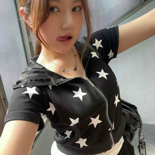 Star Zipper Hoodie Full Zip Long Sleeve Zip-up