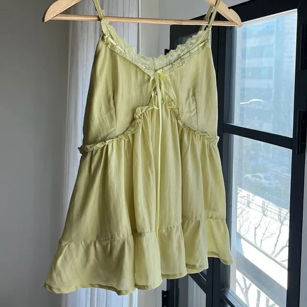 Lime Frill Bustier Blouse 2 colors
