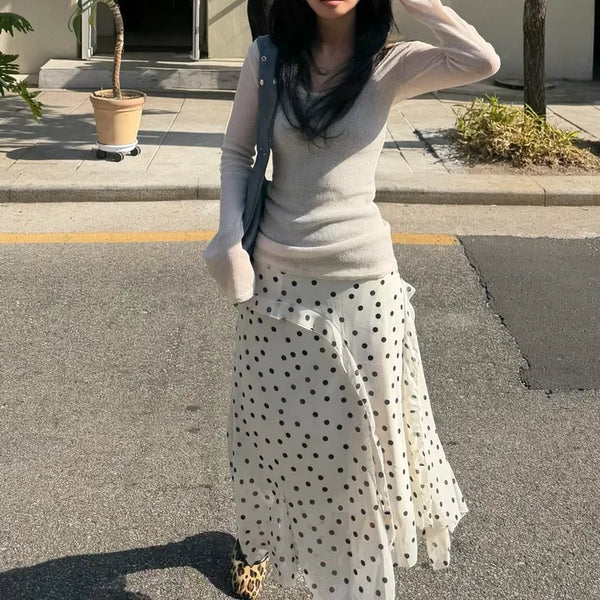 Lace Dot Long Skirt