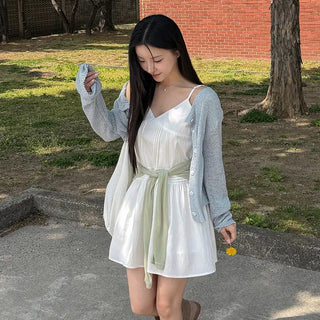 Skin Pintuck Layered Mini Dress