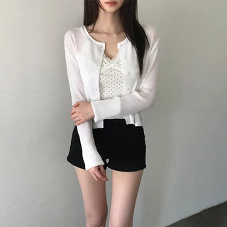 Rotina Color Loose Fit Crop Ribbed Cardigan