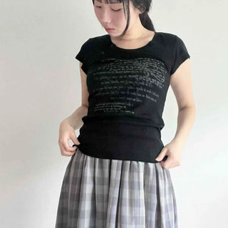 Lettering Slim Fit Round Neck Daily Short Sleeve T-shirt