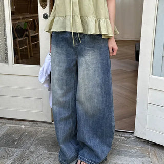 Slub Washed Back Pocket Wide Denim 1 Color