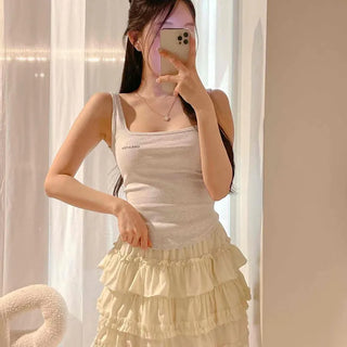 Frill Tiered Layered Slim Fit Daily Sleeveless